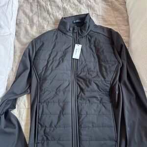 Gray Lightweight Shirt Jacket with Stand-Up Collar and Quilted Design